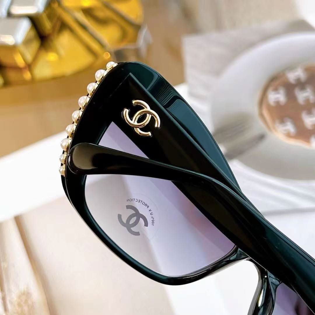 New high-end gold gray pearl frame sunglasses