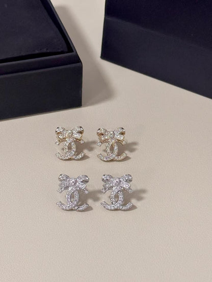 New bow diamond earrings