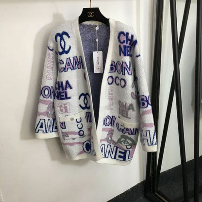 New Letter Print Knit Cardigan