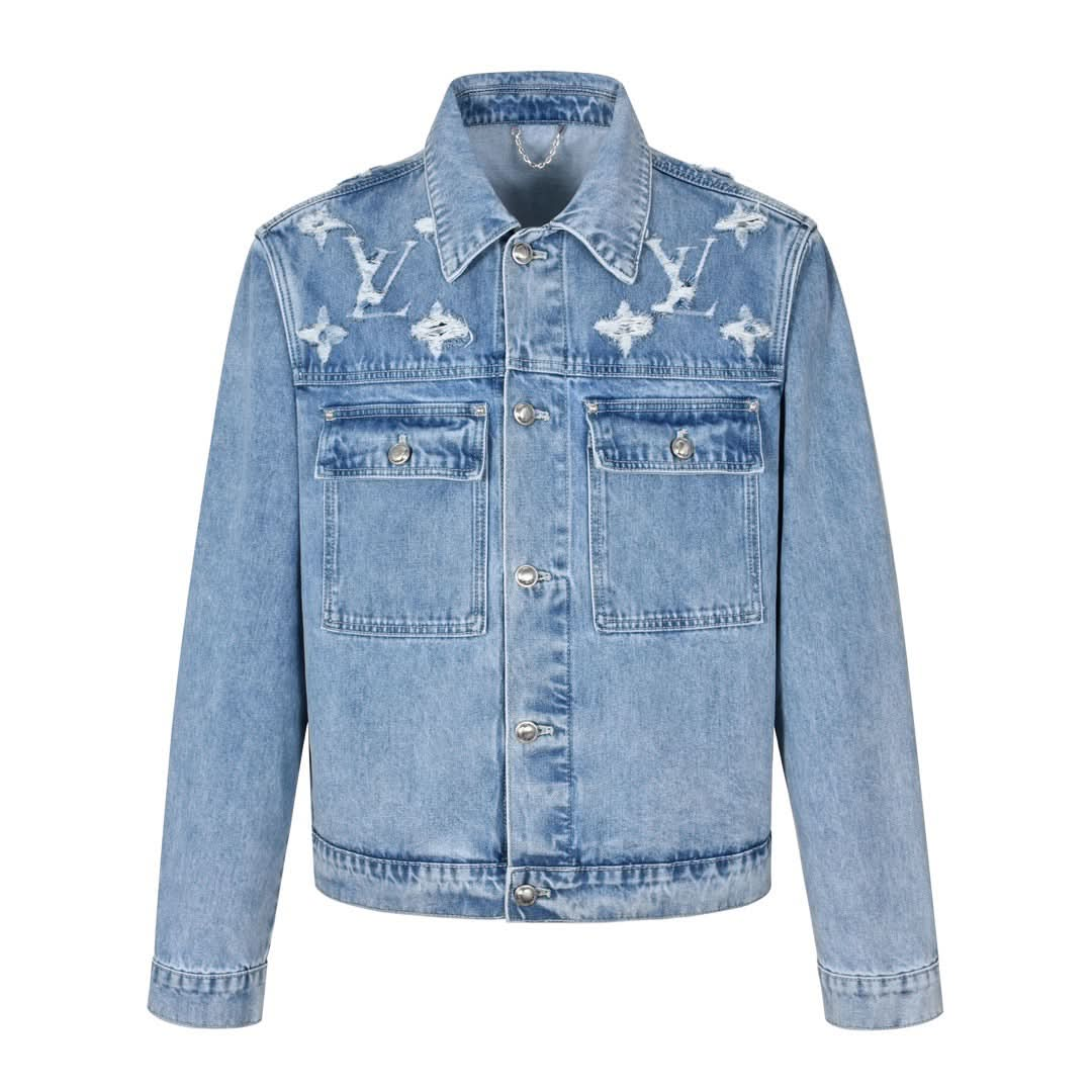 24SS cut-out worn denim jacket