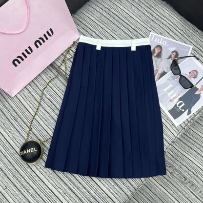 MIU embroidered contrast pleated skirt