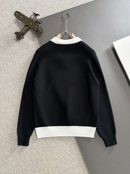 DIO contrast lapel sweater