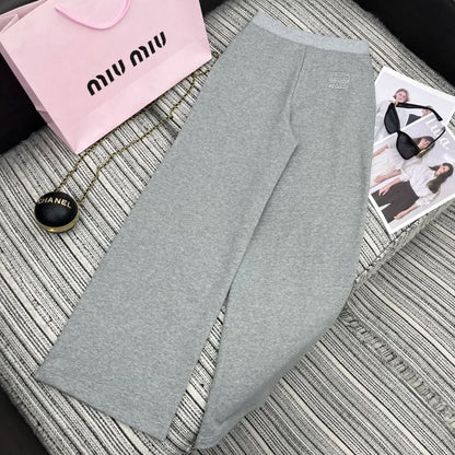 MIU25 Early Spring Elastic Casual Straight Pants