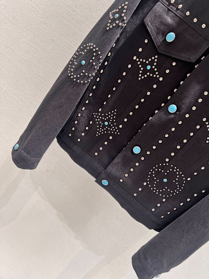 24ss latest denim jacket rivet pattern