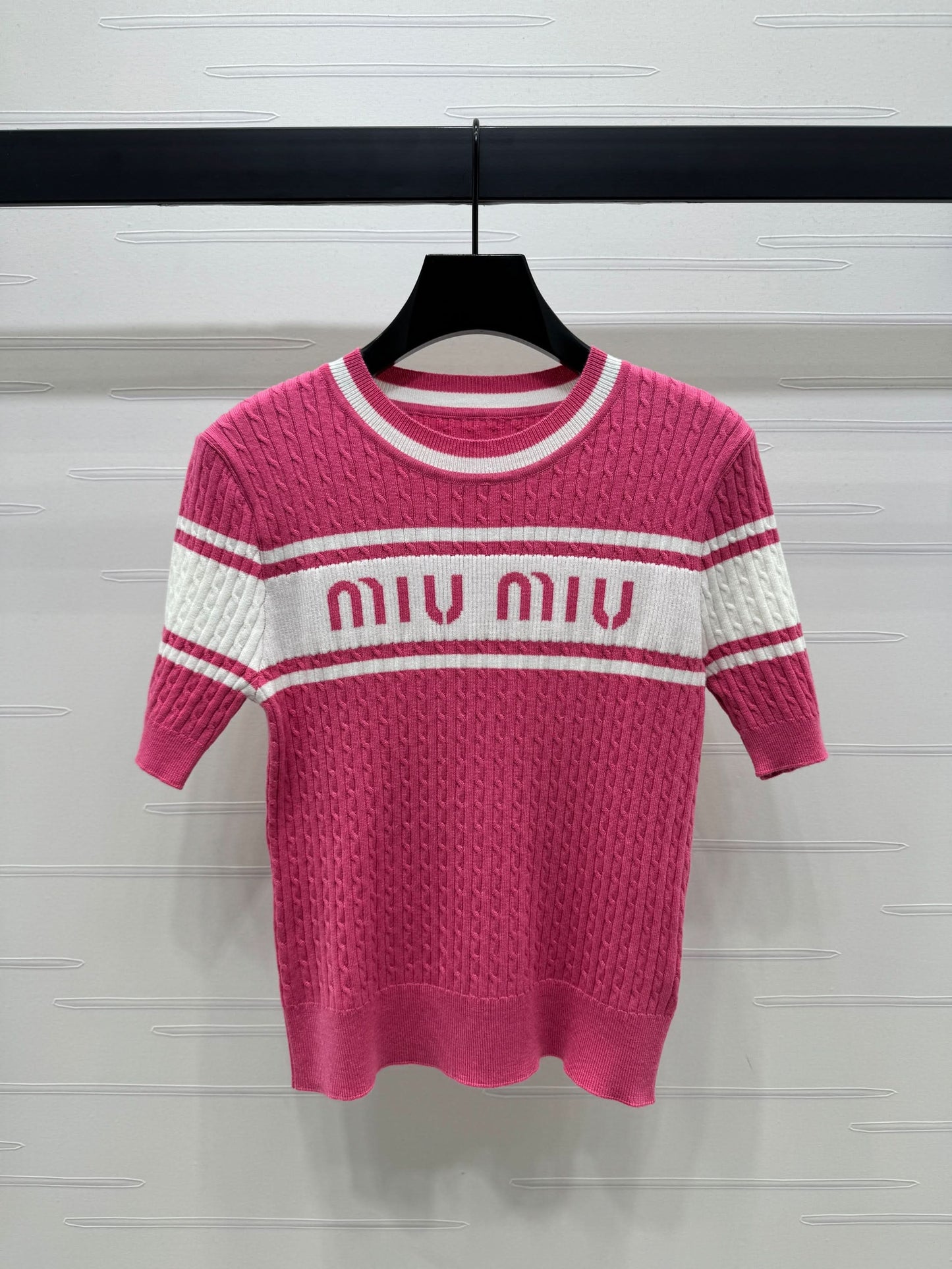 YY-Color Block Striped Knit Short Sleeve