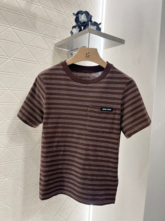 YY-Round Neck Striped T-shirt