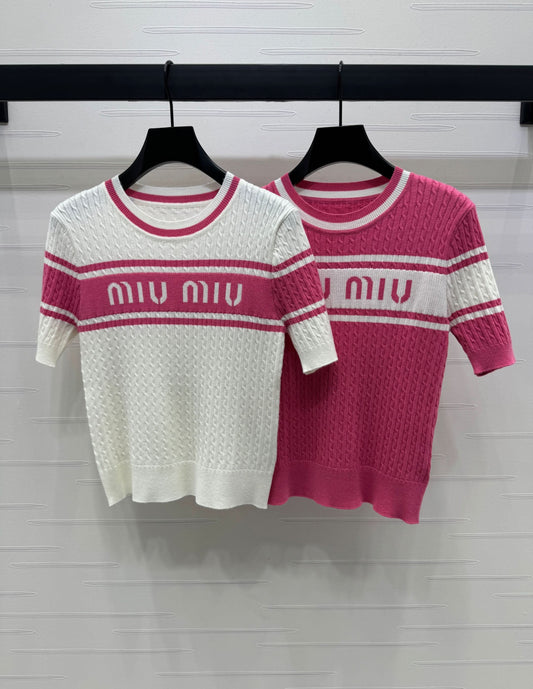 YY-Color Block Striped Knit Short Sleeve