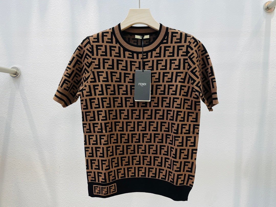 FEN Retro Jacquard Tee in Luxe Knit Fabric