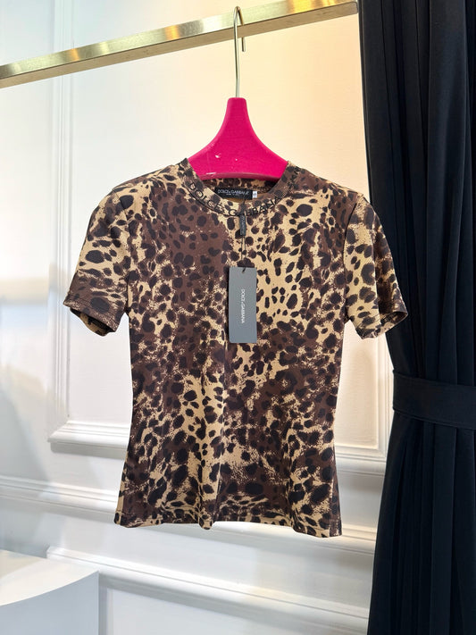 DG 25SS Wild Leopard Tee in Luxe Stretch Cotton