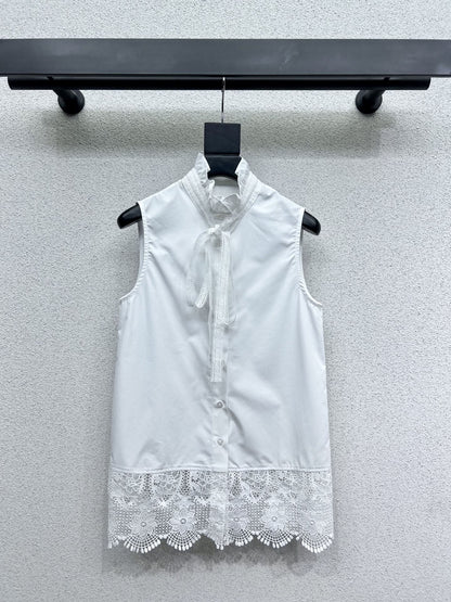 YY-Lace Trim Sleeveless Blouse