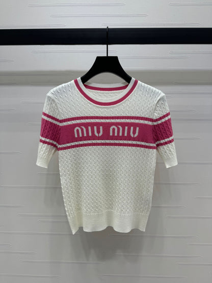 YY-Color Block Striped Knit Short Sleeve