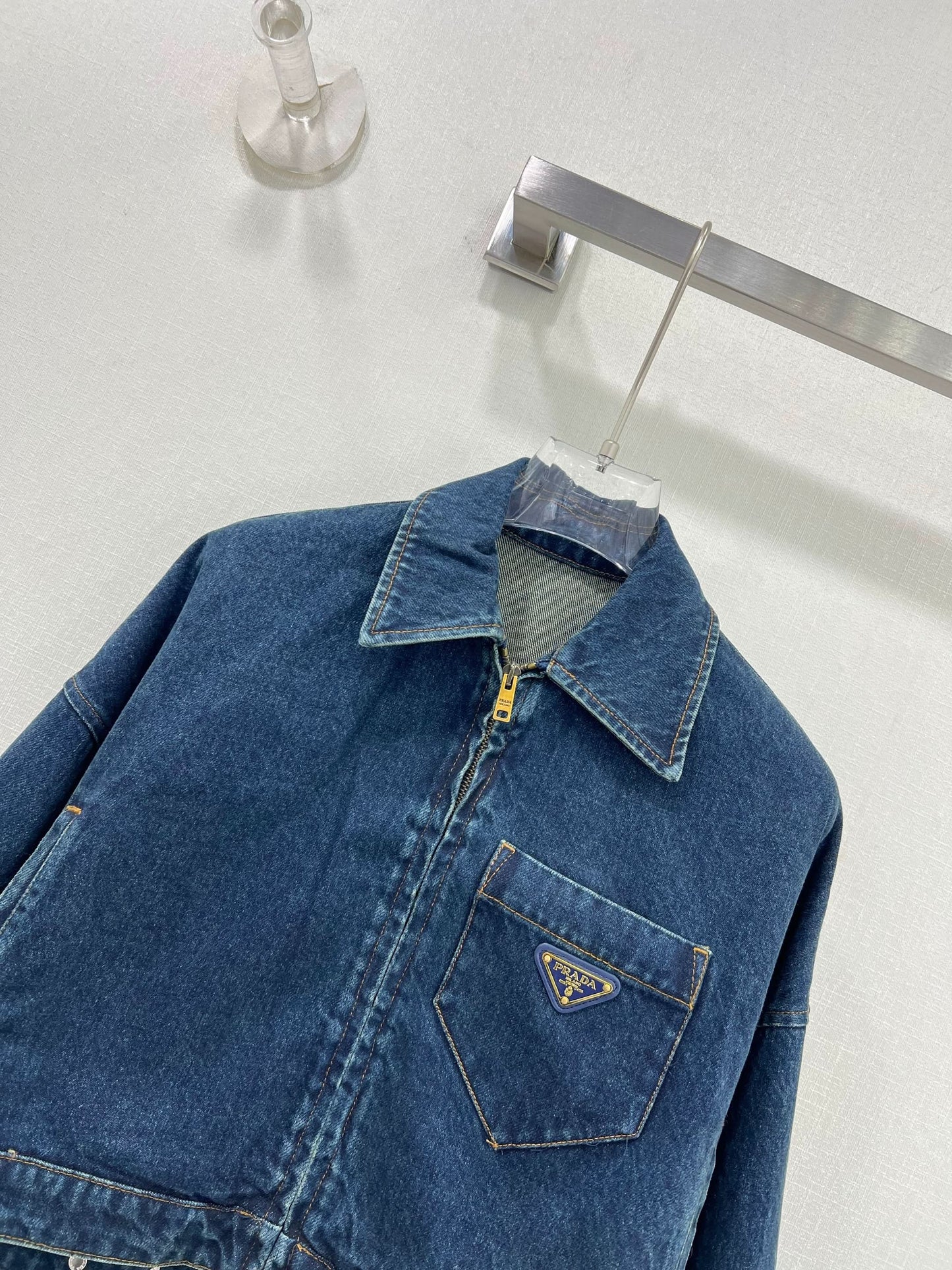 YY-Lapel Zip Denim Jacket