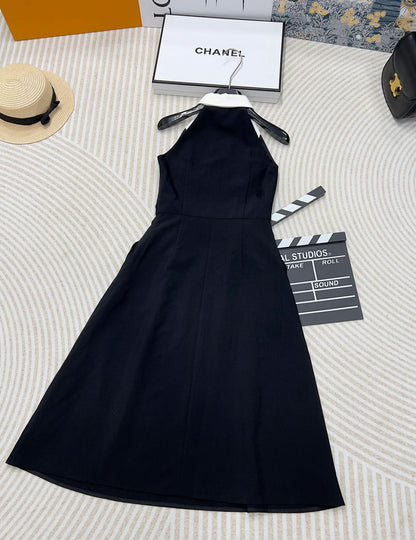 YY-Sleeveless Black and White Color-Block Tank Dress