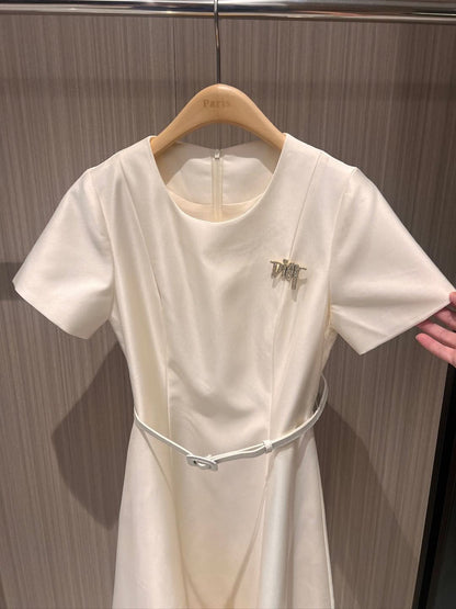 YY-Short-Sleeve Silk-Blend Dress