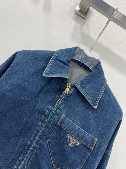 YY-Lapel Zip Denim Jacket