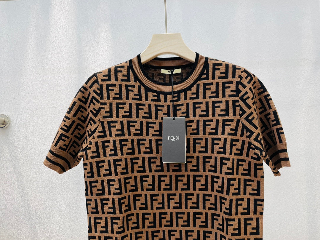 FEN Retro Jacquard Tee in Luxe Knit Fabric