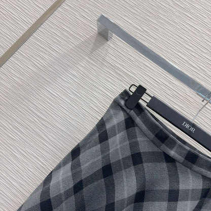 YY-Color Block Checkered Skirt