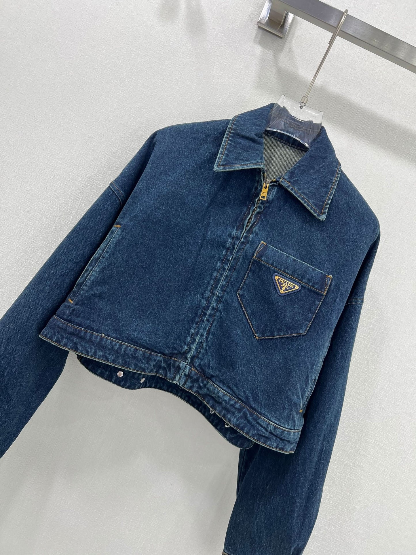 YY-Lapel Zip Denim Jacket