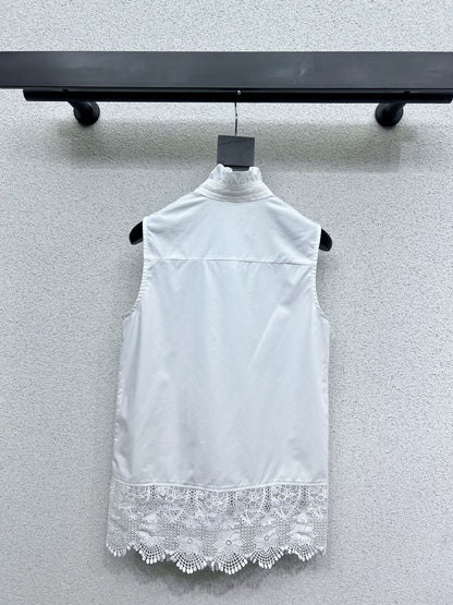 YY-Lace Trim Sleeveless Blouse