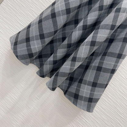 YY-Color Block Checkered Skirt