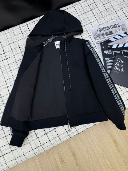 YY-Hooded Zip Sweatshirt + Elastic Waist Straight-Leg Casual Pants