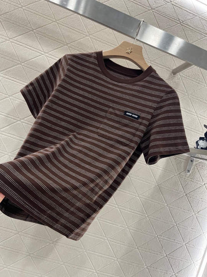 YY-Round Neck Striped T-shirt