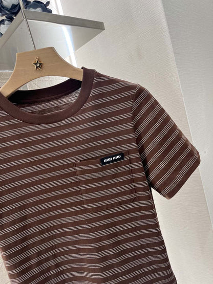 YY-Round Neck Striped T-shirt