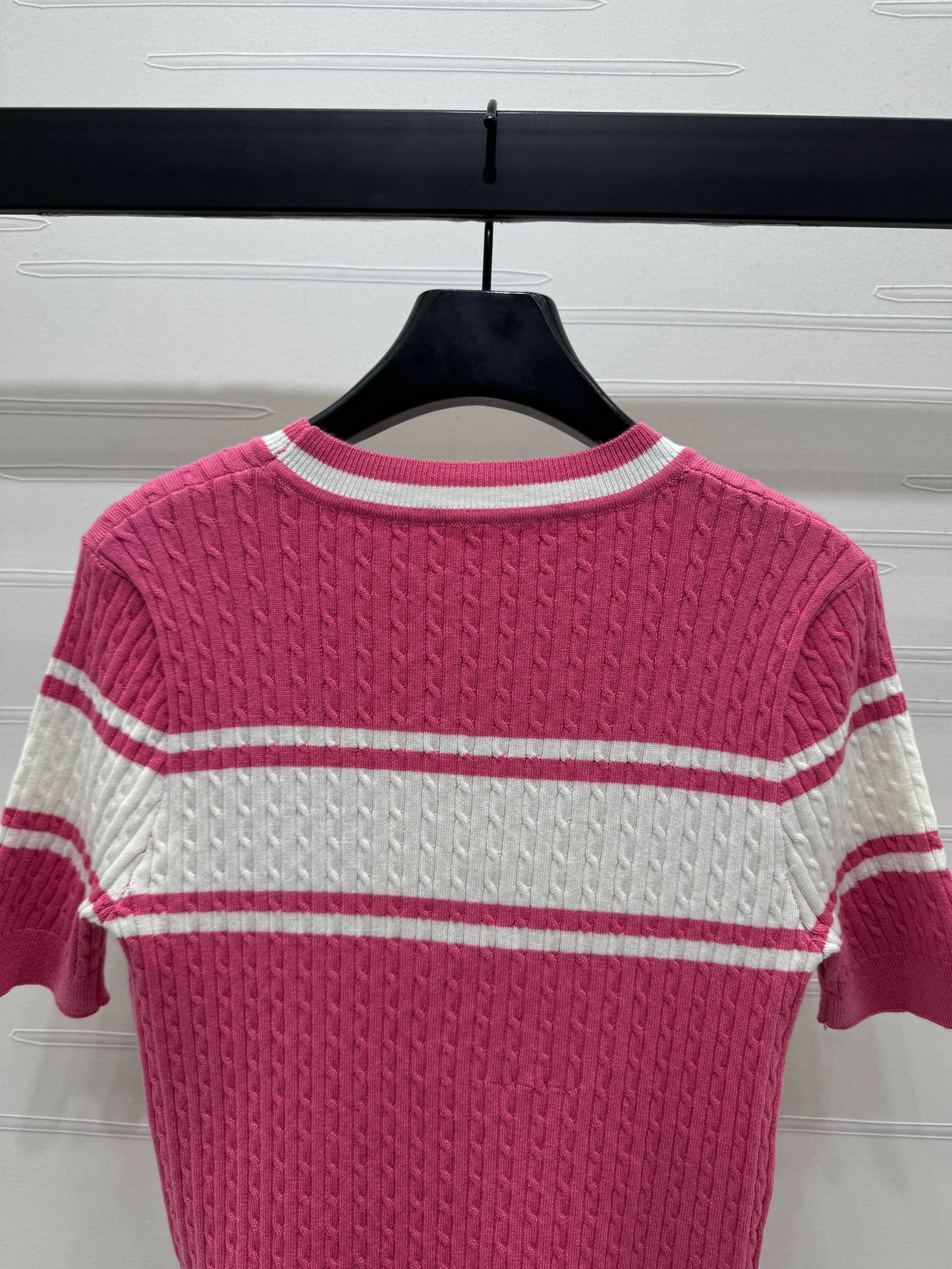 YY-Color Block Striped Knit Short Sleeve