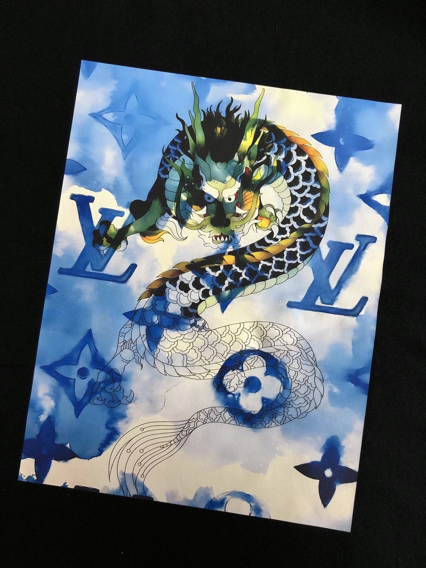 FG-Dragon and cloud print T-shirt