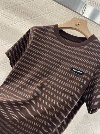 YY-Round Neck Striped T-shirt