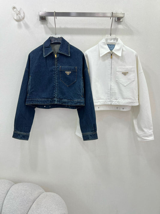 YY-Lapel Zip Denim Jacket