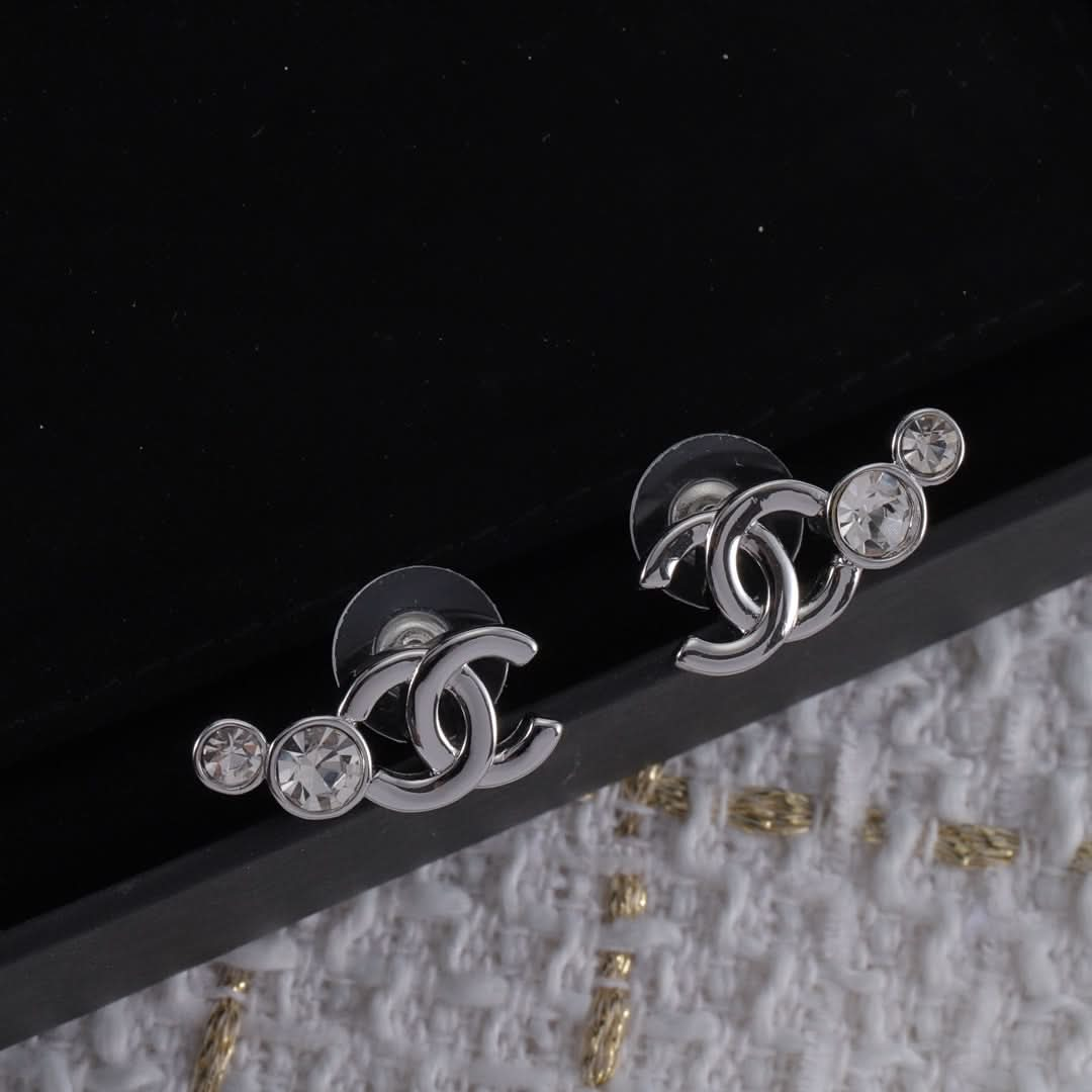 New Double C Silver Earrings