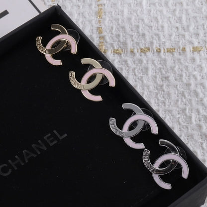 New two-tone logo engraved earrings