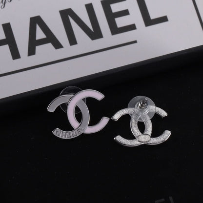 New two-tone logo engraved earrings