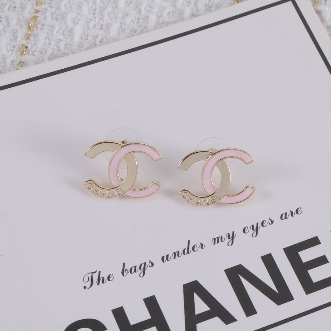 New two-tone logo engraved earrings