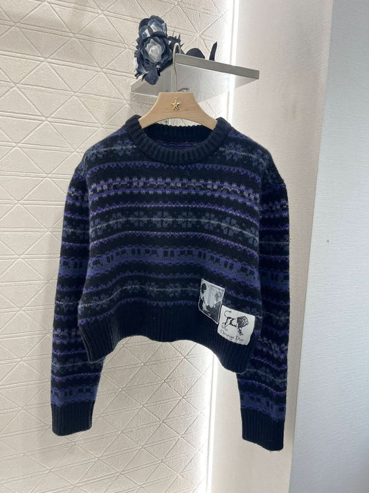 dio25 Early spring striped crew-neck sweater