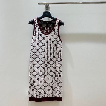 GUCC all over letter jacquard double-sided vest dress