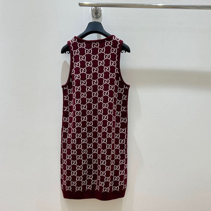 GUCC all over letter jacquard double-sided vest dress